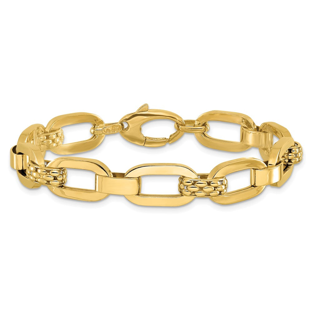 14K Gelbgold Poliert und Strukturiert Fantasieglieder Armband