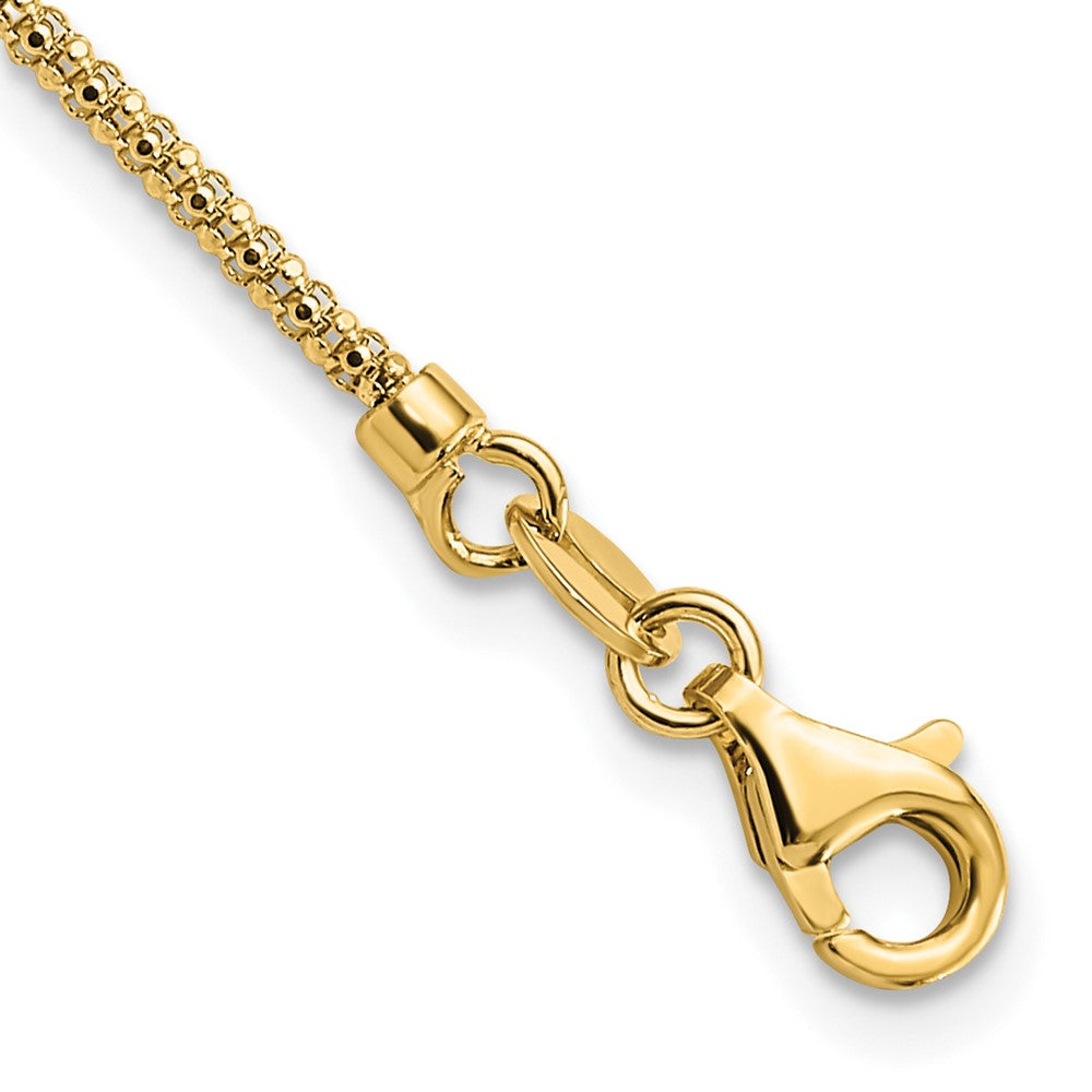 14K Gelbgold Poliert und Strukturiert Fantasie Halskette