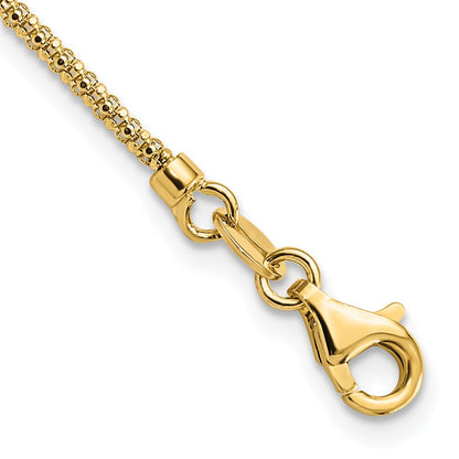 14K Gelbgold Poliert und Strukturiert Fantasie Halskette