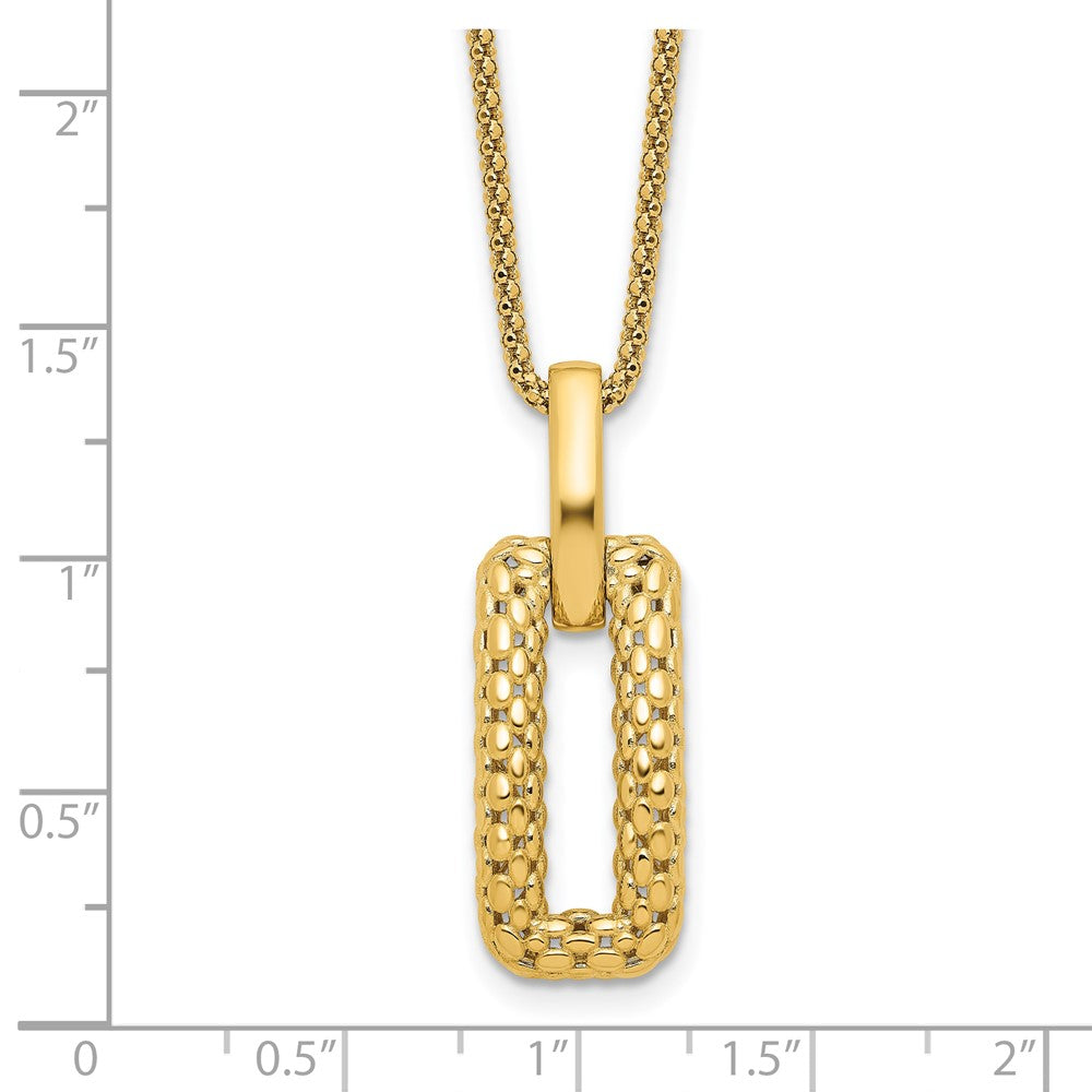 14K Gelbgold Poliert und Strukturiert Fantasie Halskette
