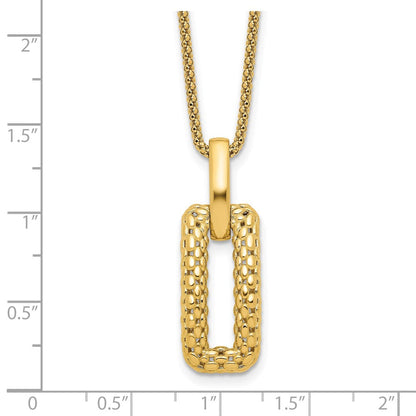 14K Gelbgold Poliert und Strukturiert Fantasie Halskette