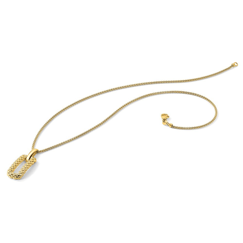 14K Gelbgold Poliert und Strukturiert Fantasie Halskette