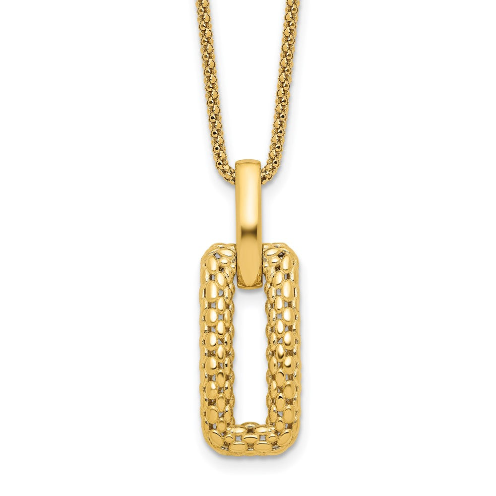 14K Gelbgold Poliert und Strukturiert Fantasie Halskette