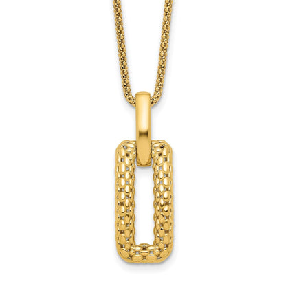 14K Gelbgold Poliert und Strukturiert Fantasie Halskette