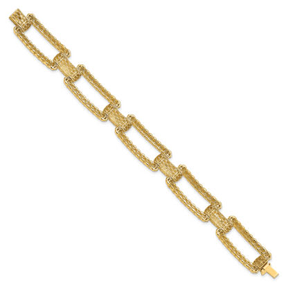 14K Gelbgold Poliert und Strukturiert Fantasie Armband
