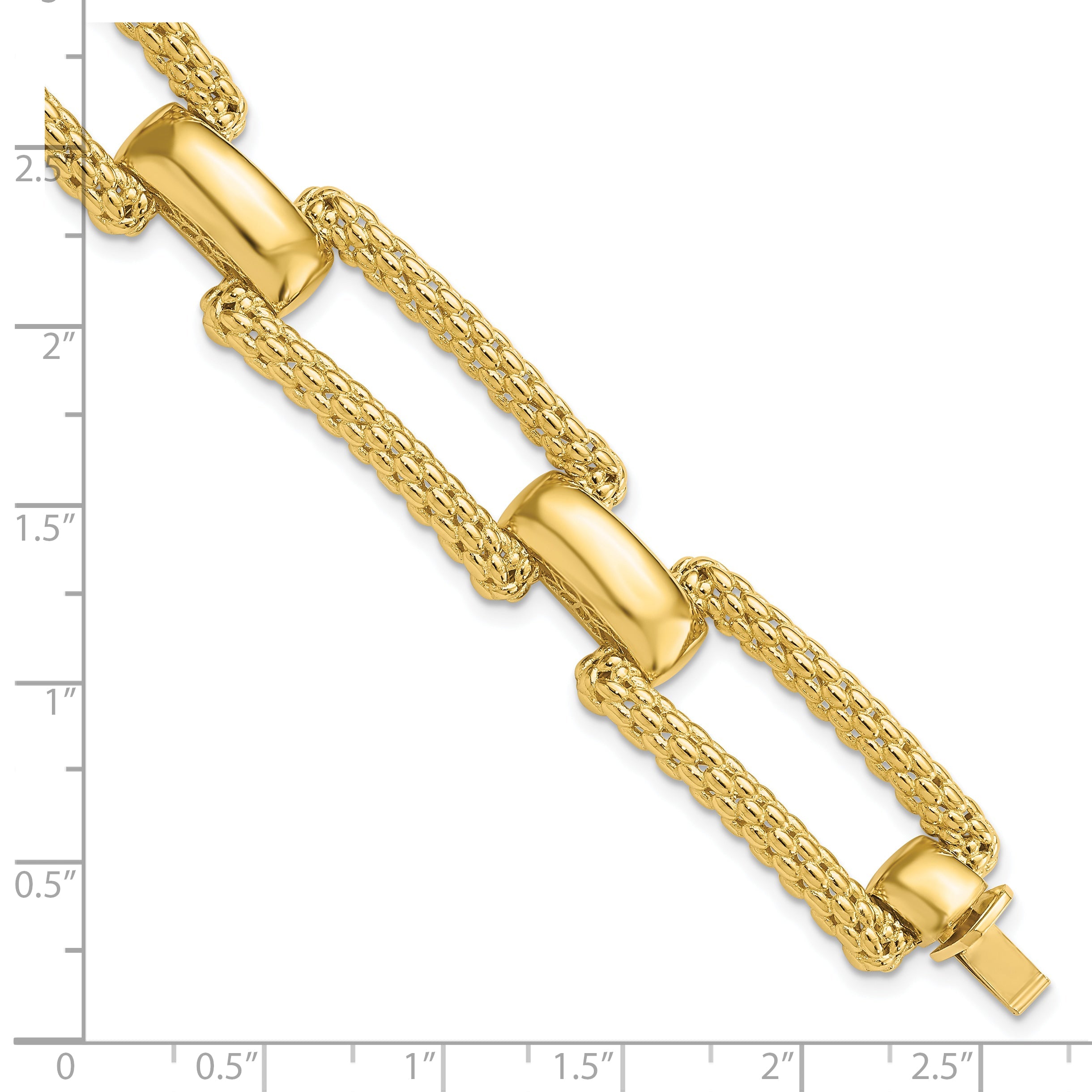 14K Gelbgold Poliert und Strukturiert Fantasie Armband