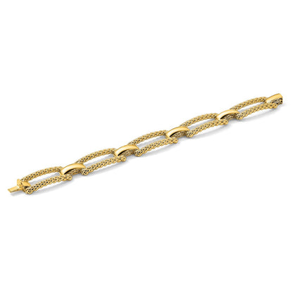 14K Gelbgold Poliert und Strukturiert Fantasie Armband