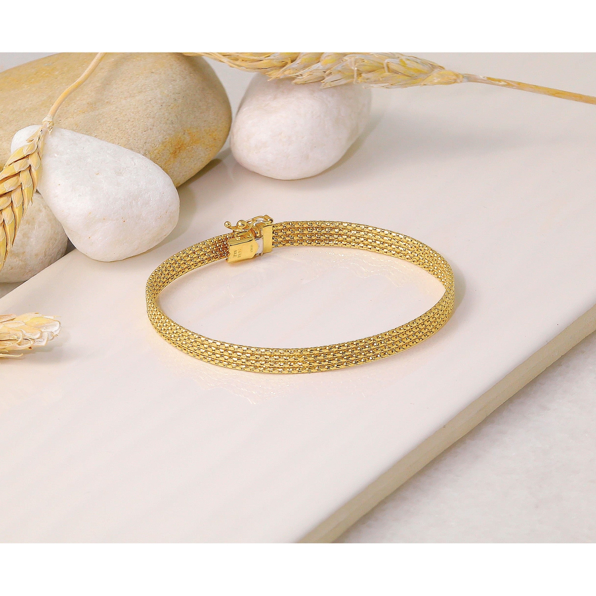 14K Gelbgold Poliert Geflochten Armband
