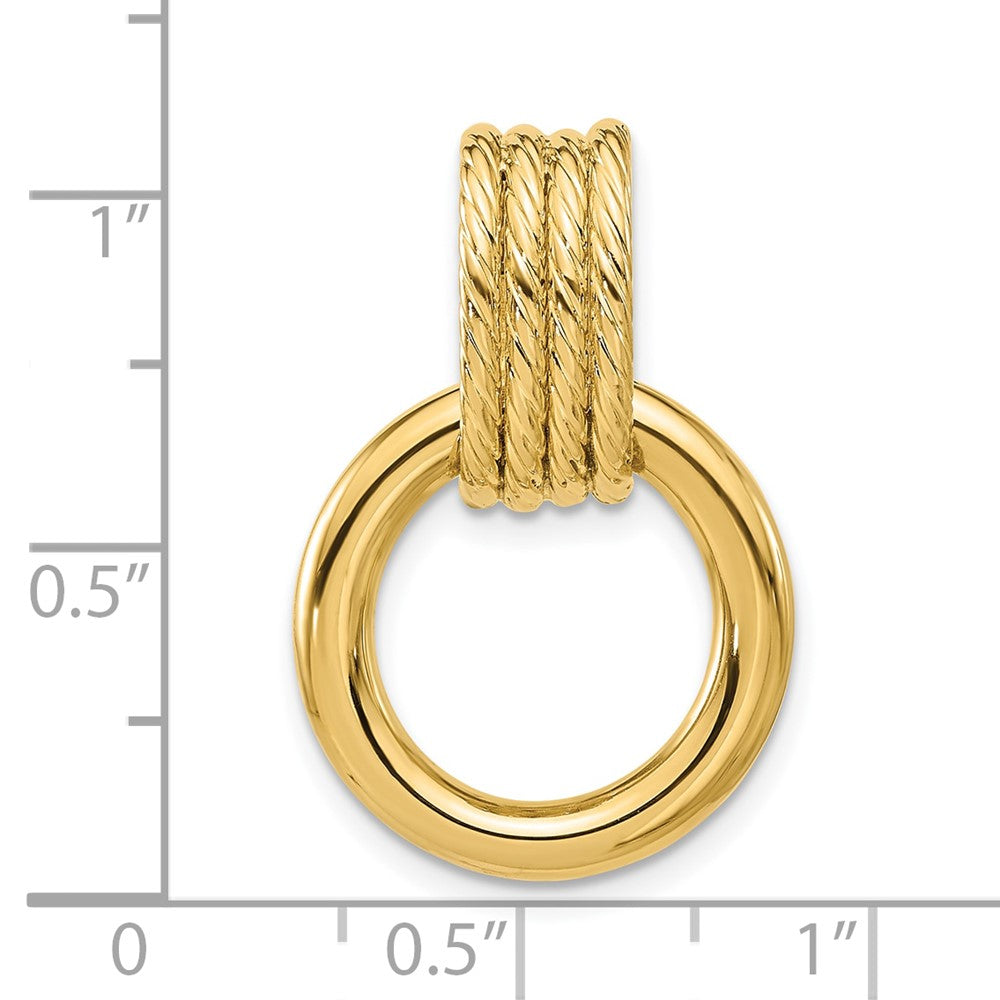 14K Gelbgold Poliert und Strukturiert Kreis Anhänger