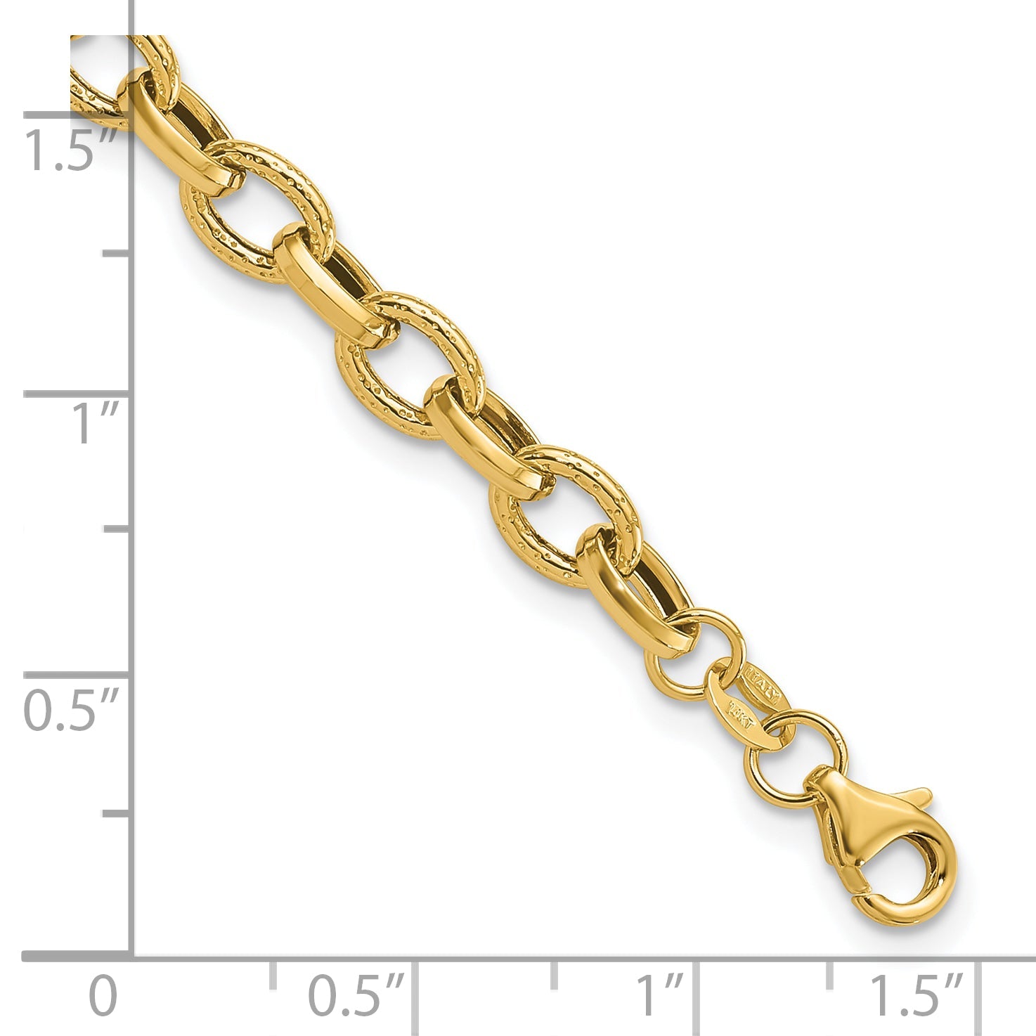 14K Gelbgold Poliert und Strukturiert Fantasieglieder Armband