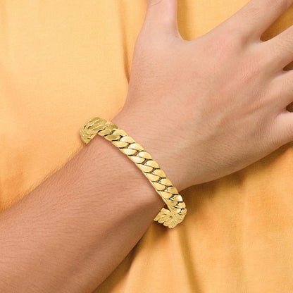 14K Gelbgold Poliert Fantasie Panzer Gliederarmband
