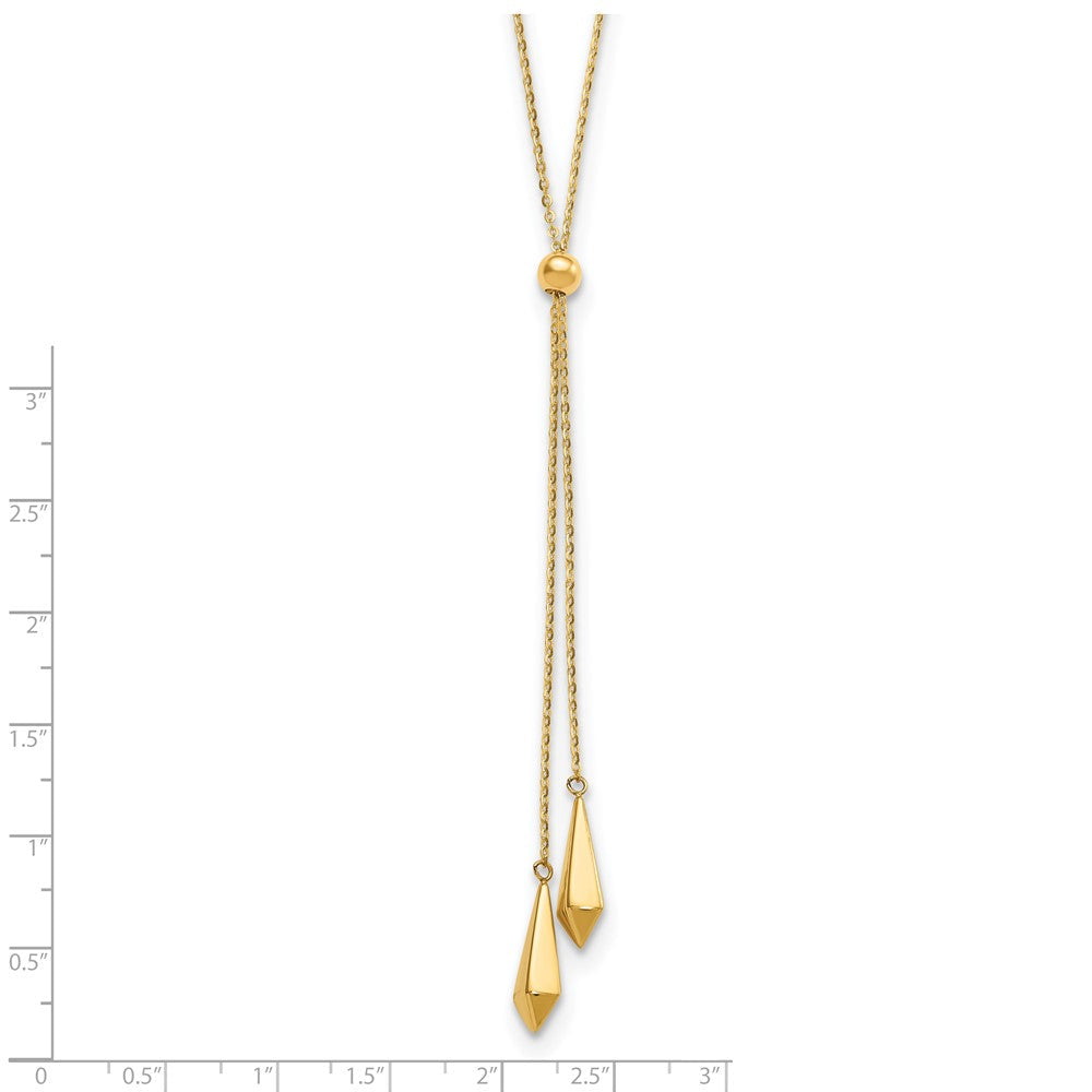 14K Gelbgold Poliert Verstellbar Y Tropfen Halskette