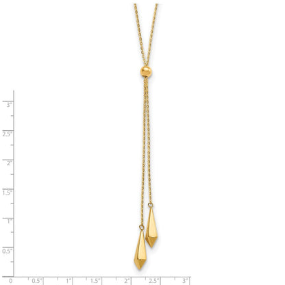 14K Gelbgold Poliert Verstellbar Y Tropfen Halskette