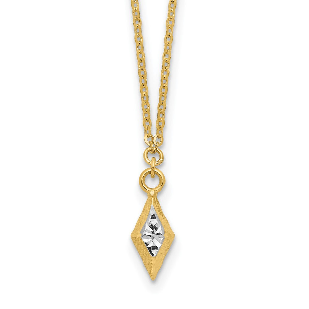 14K Gelb & Rhodium und Weiß Poliert Diamantiert Halskette