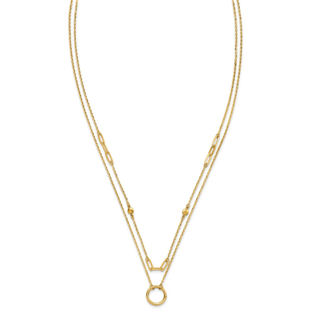 14K Gelbgold Poliert Doppelt Layer Halskette