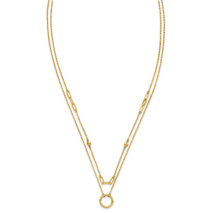 14K Gelbgold Poliert Doppelt Layer Halskette