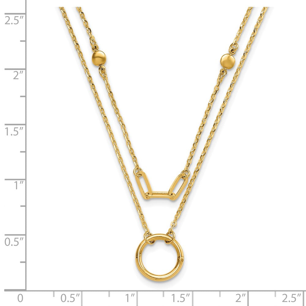 14K Gelbgold Poliert Doppelt Layer Halskette