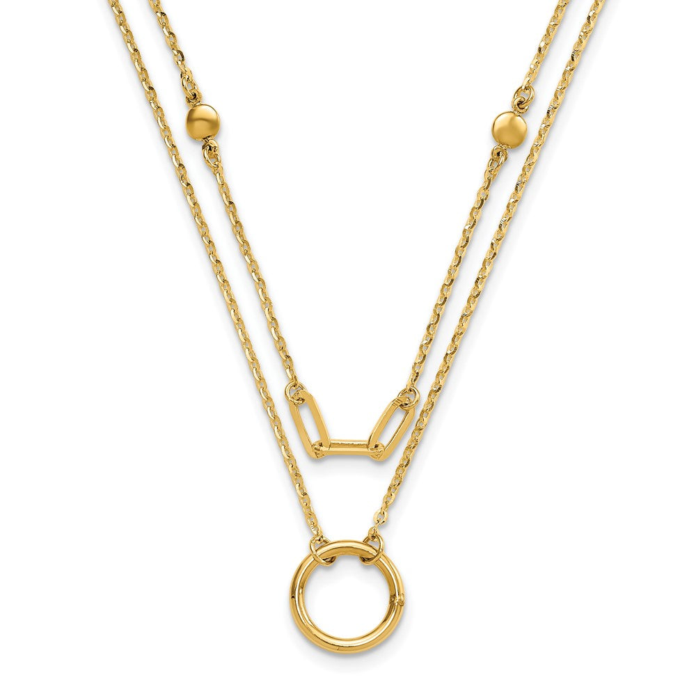14K Gelbgold Poliert Doppelt Layer Halskette