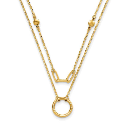 14K Gelbgold Poliert Doppelt Layer Halskette