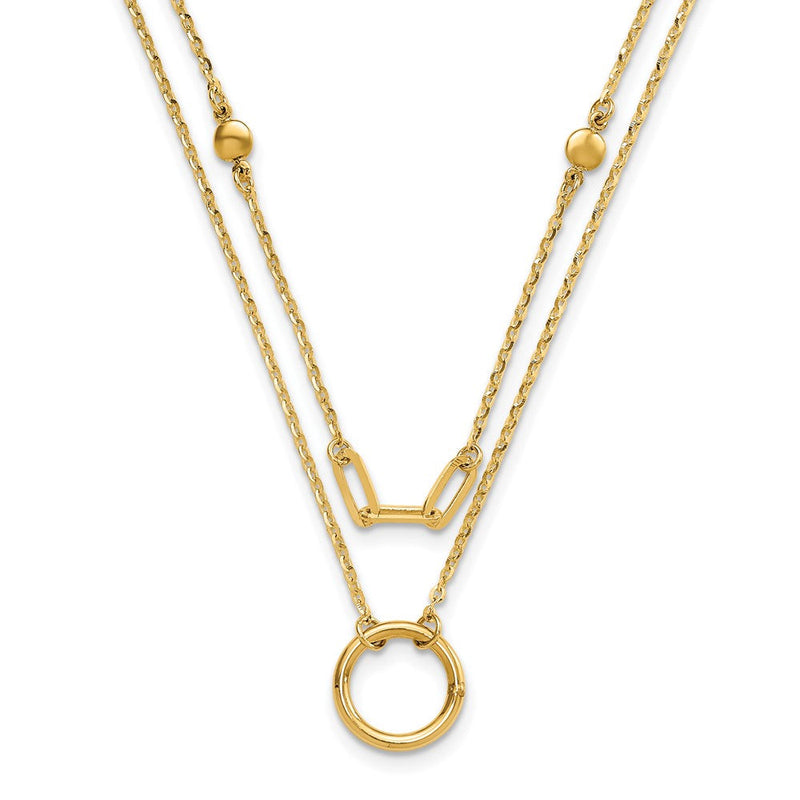 14K Gelbgold Poliert Doppelt Layer Halskette