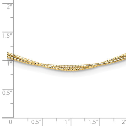 14K Gelbgold Poliert und Diamantiert Gedreht 2 Strang Neckwire Halskette