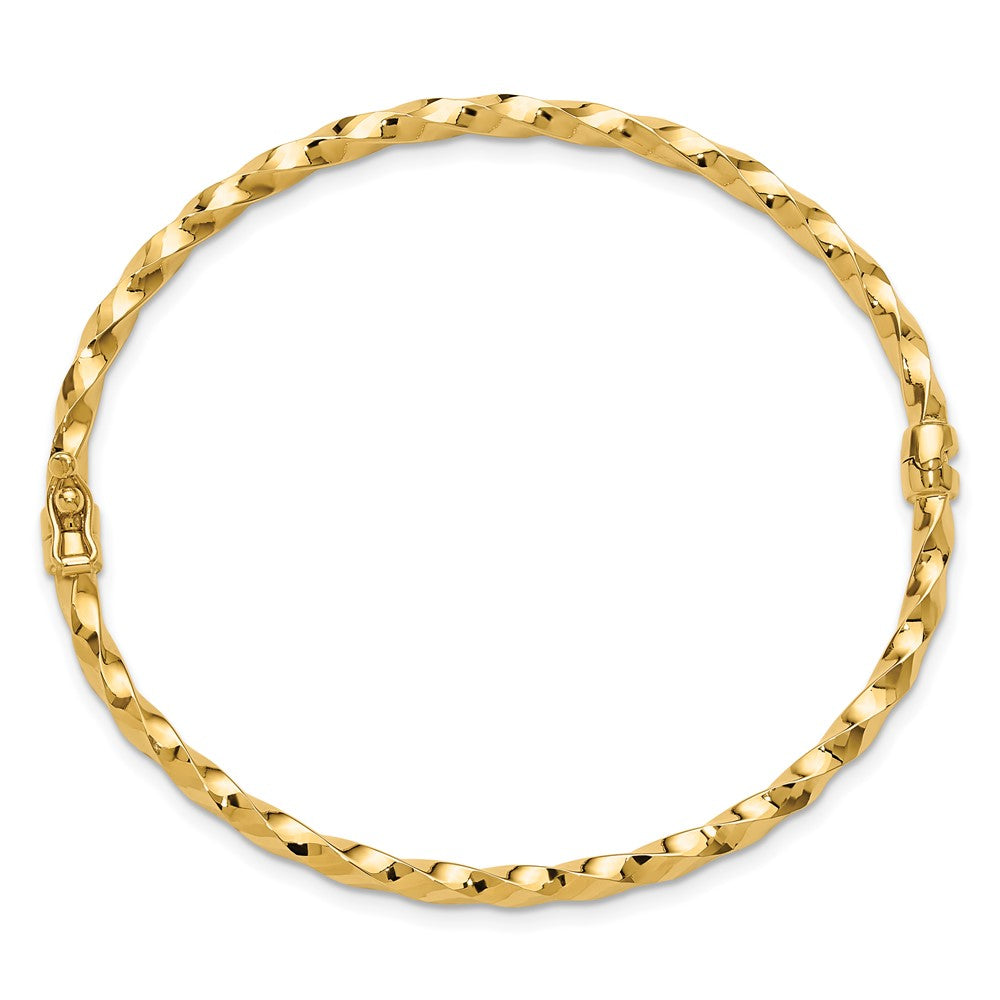 14K Gelbgold Poliert und Diamantiert Gedreht Klappbar Armreif