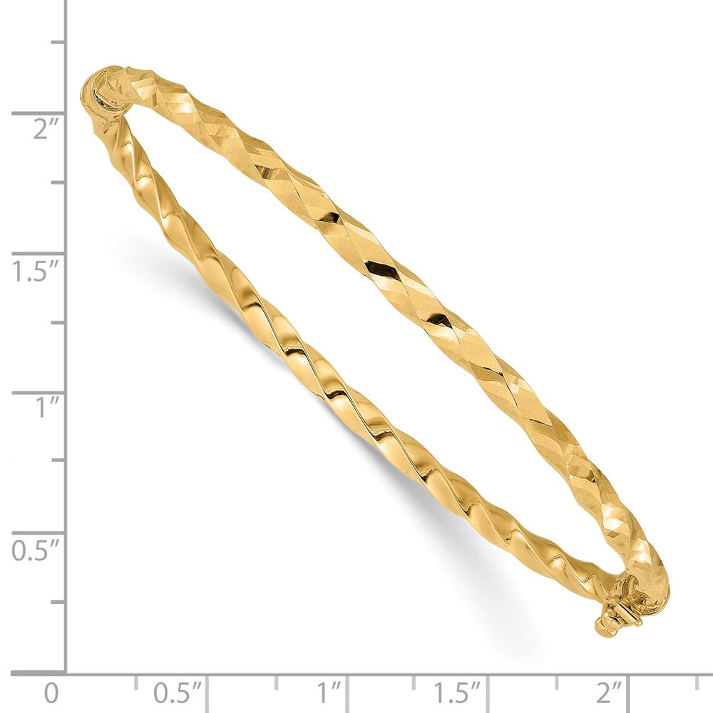 14K Gelbgold Poliert und Diamantiert Gedreht Klappbar Armreif