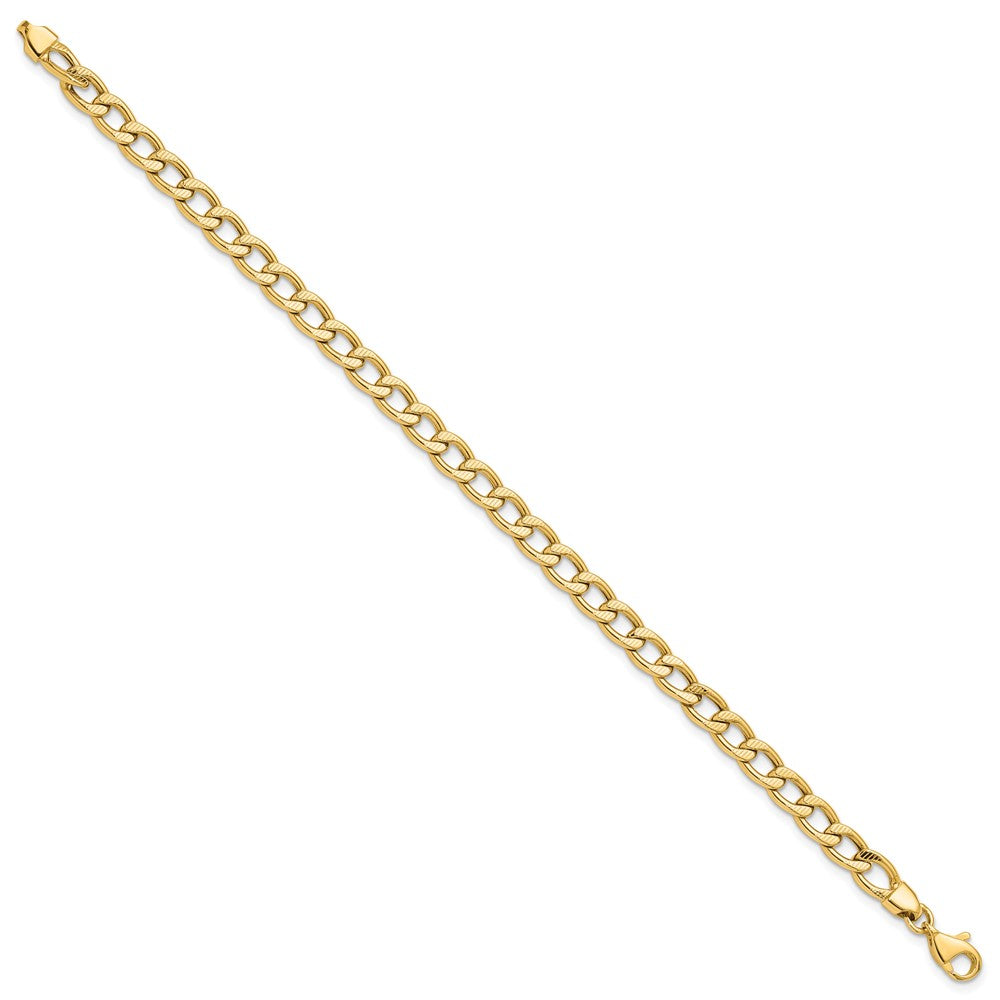 14K Gelbgold Poliert und Strukturiert Glieder Armband