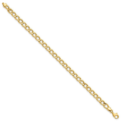 14K Gelbgold Poliert und Strukturiert Glieder Armband