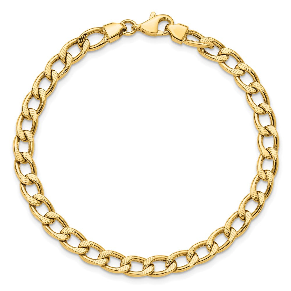 14K Gelbgold Poliert und Strukturiert Glieder Armband