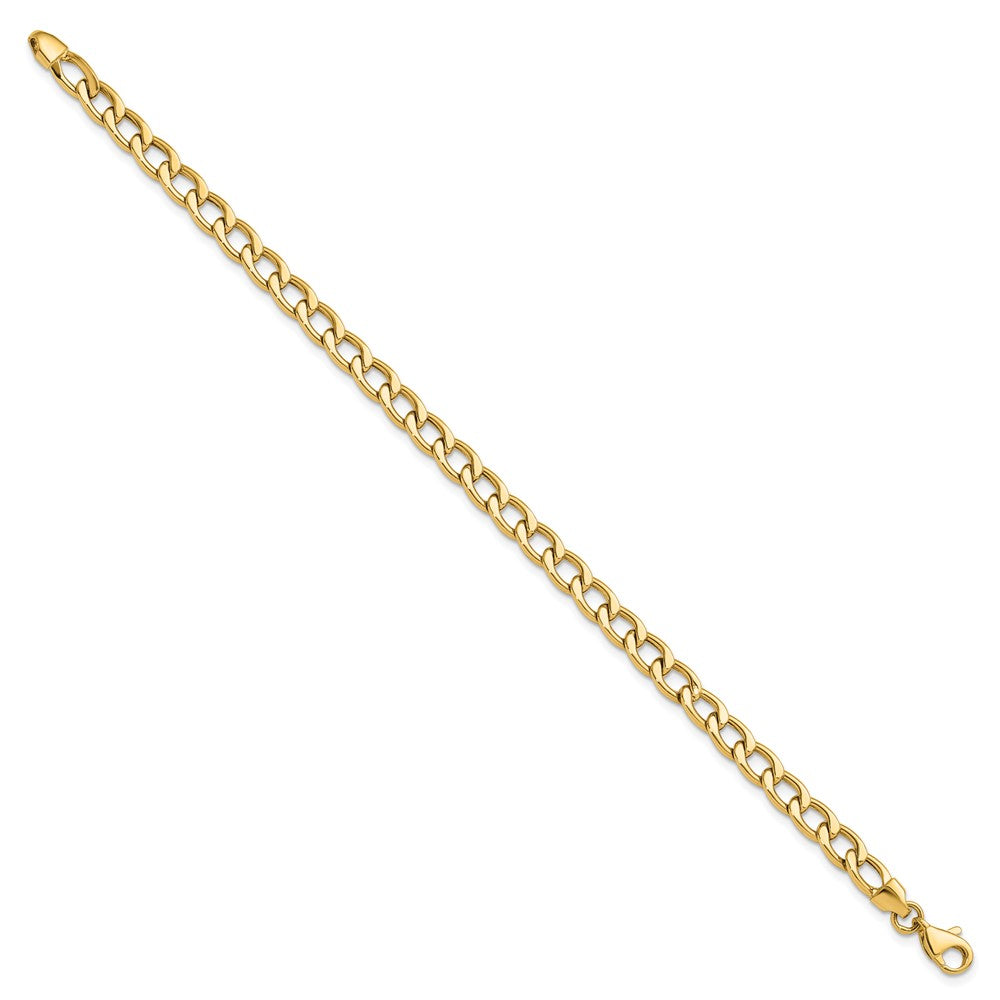 14K Gelbgold Poliert und Strukturiert Glieder Armband