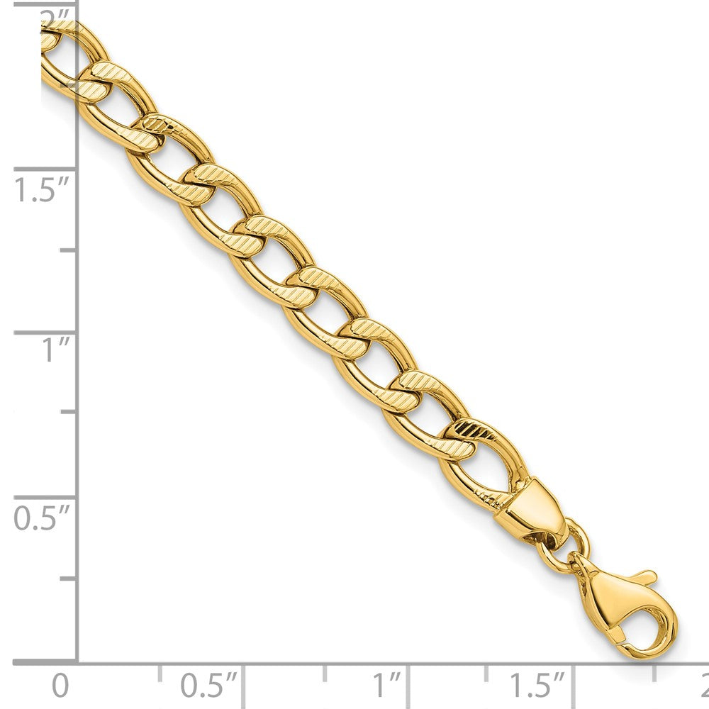 14K Gelbgold Poliert und Strukturiert Glieder Armband