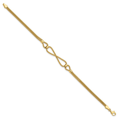 14K Gelbgold Poliert 2 Strang Fantasie Armband
