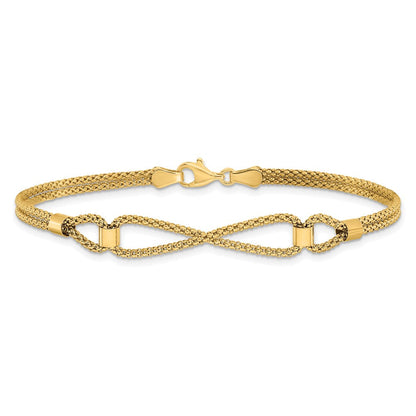 14K Gelbgold Poliert 2 Strang Fantasie Armband