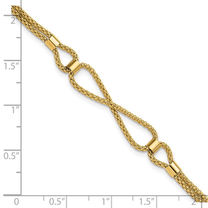 14K Gelbgold Poliert 2 Strang Fantasie Armband