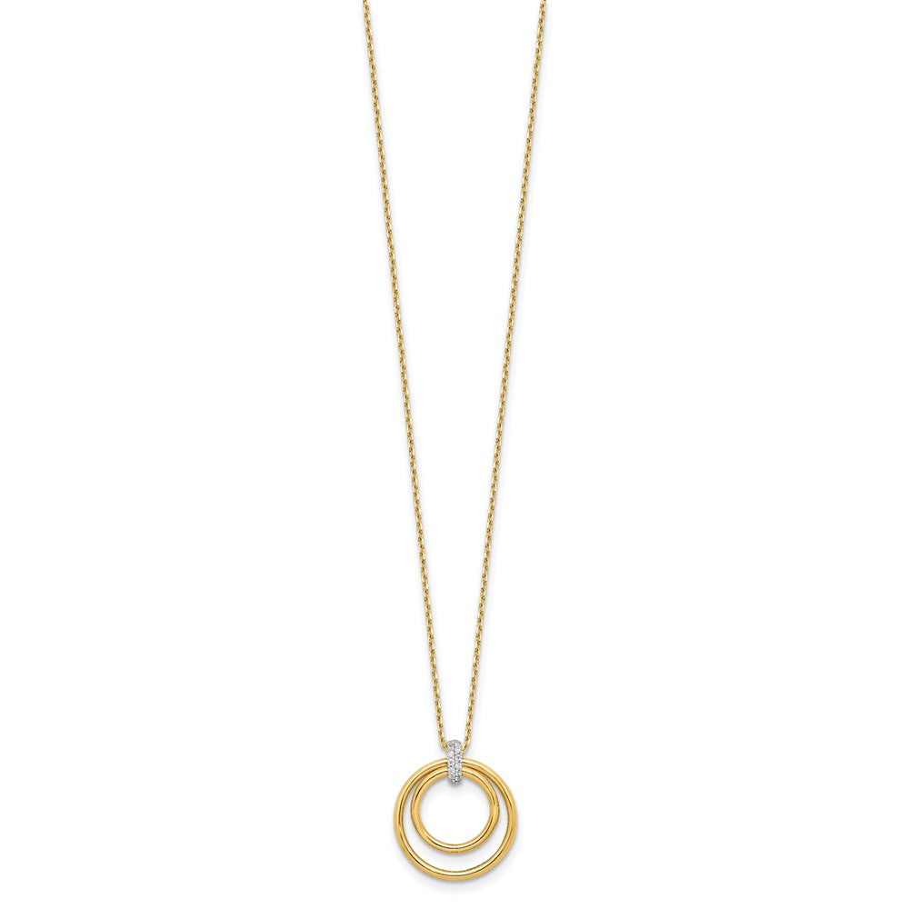 14K Bicolor Poliert Zirkonia Kreise Halskette