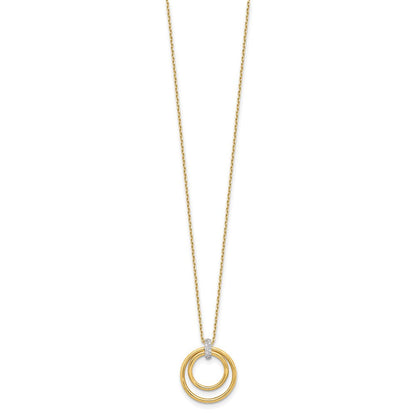14K Bicolor Poliert Zirkonia Kreise Halskette
