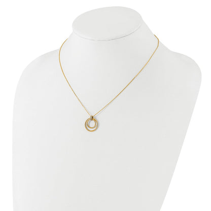 14K Bicolor Poliert Zirkonia Kreise Halskette