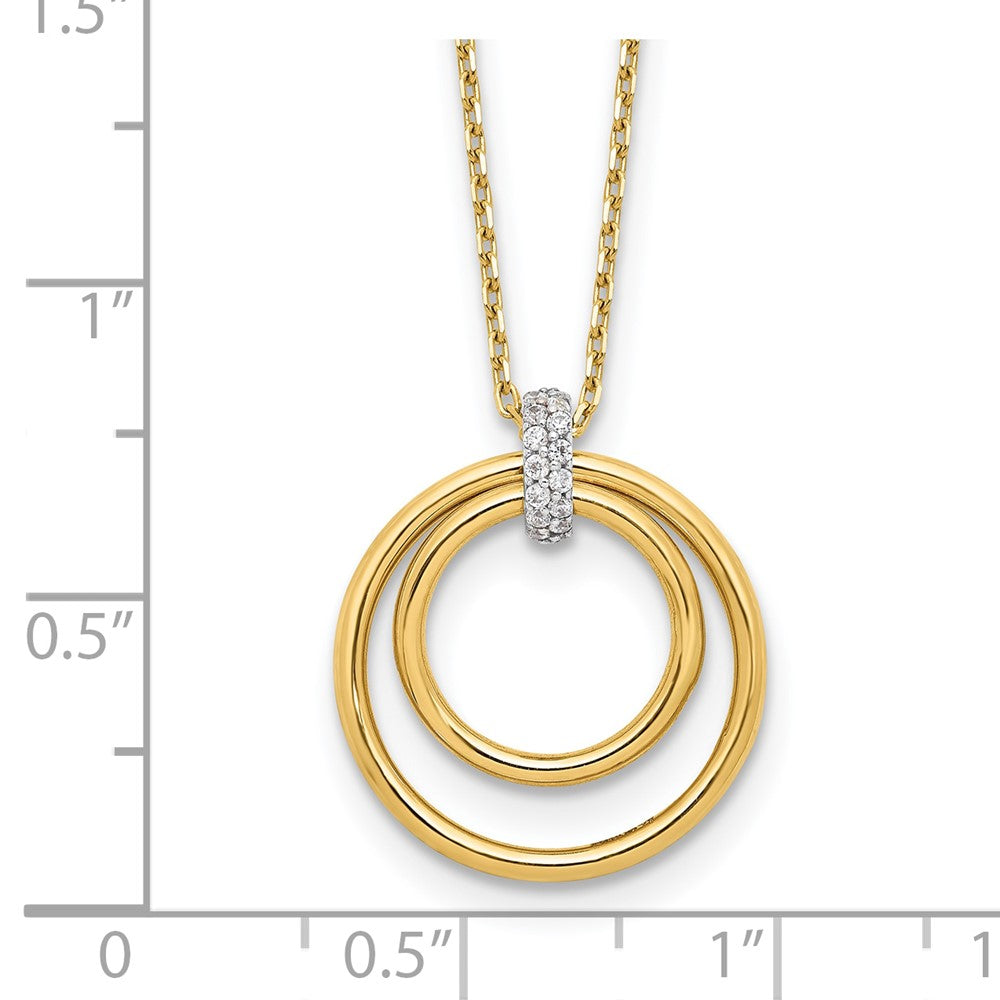 14K Bicolor Poliert Zirkonia Kreise Halskette