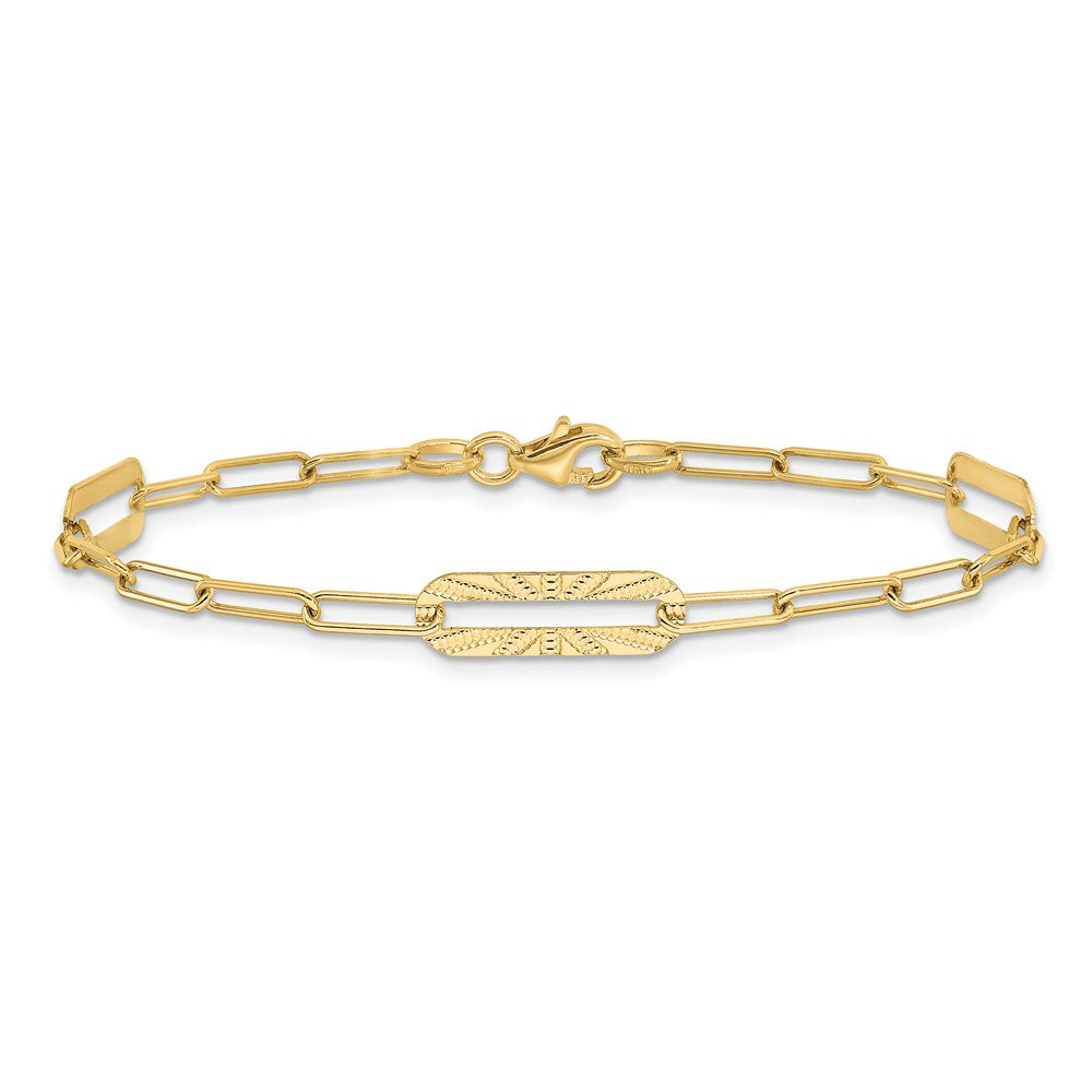 14K Gelbgold Poliert und Strukturiert Fantasieglieder Armband