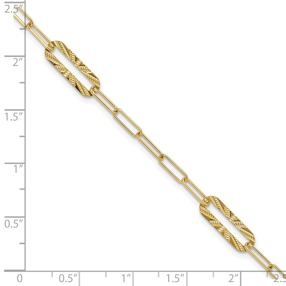 14K Gelbgold Poliert und Strukturiert Fantasieglieder Armband
