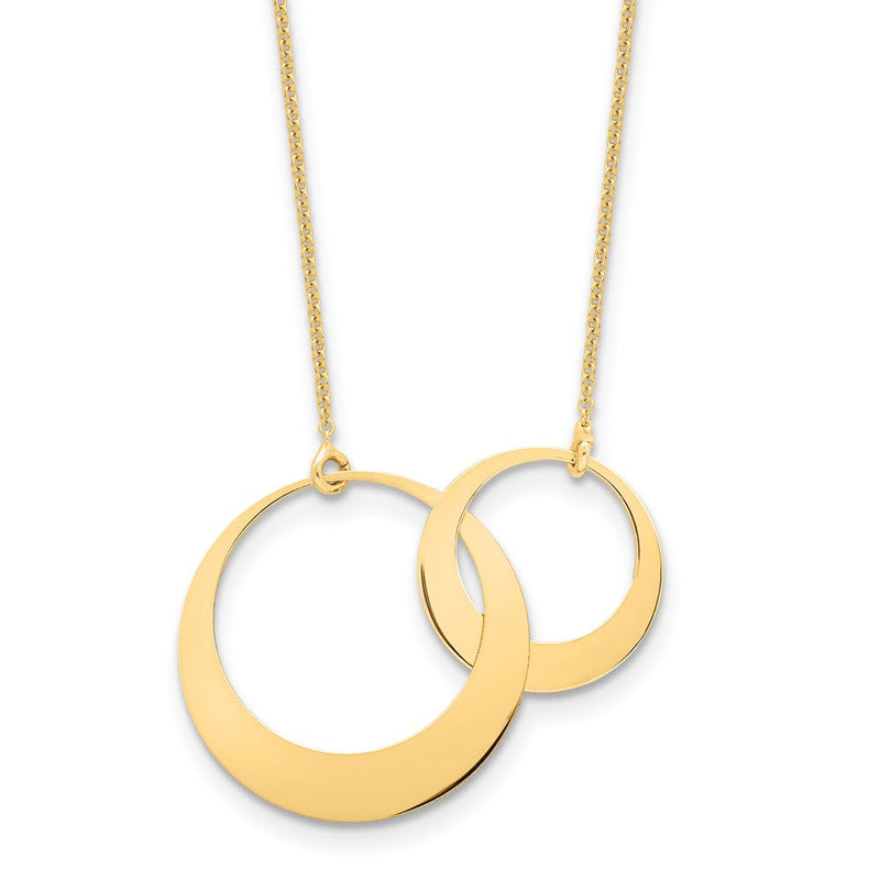 14K Gelbgold Poliert Interlocked Kreise Fantasie mit 1 Zoll Verlängerung. Halskette