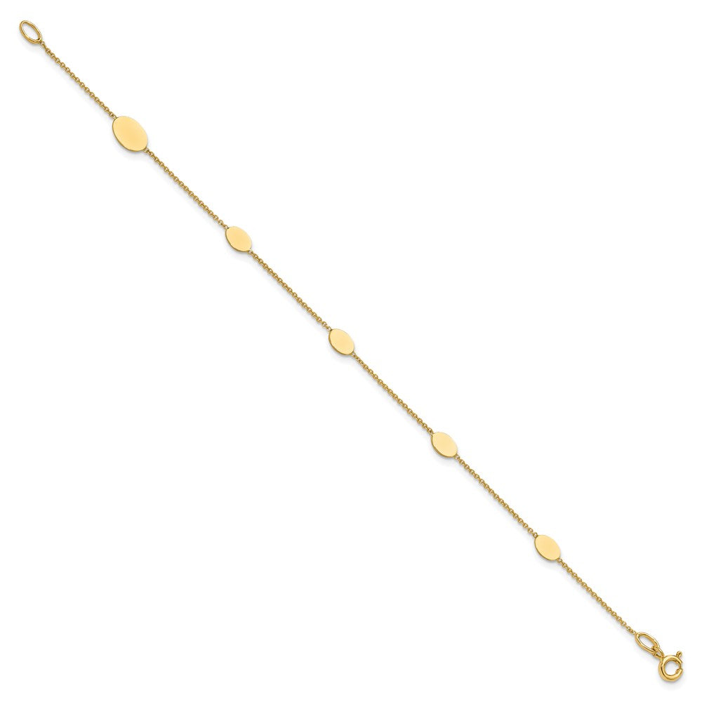 14K Gelbgold Poliert Oval Discs Station Armband