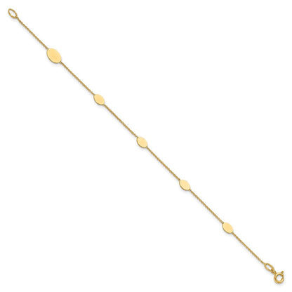 14K Gelbgold Poliert Oval Discs Station Armband