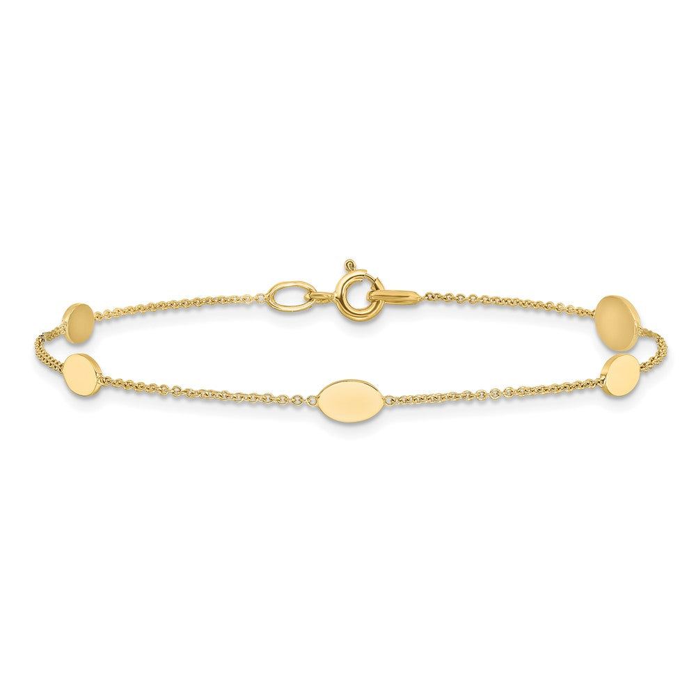 14K Gelbgold Poliert Oval Discs Station Armband