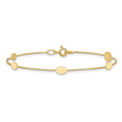 14K Gelbgold Poliert Oval Discs Station Armband