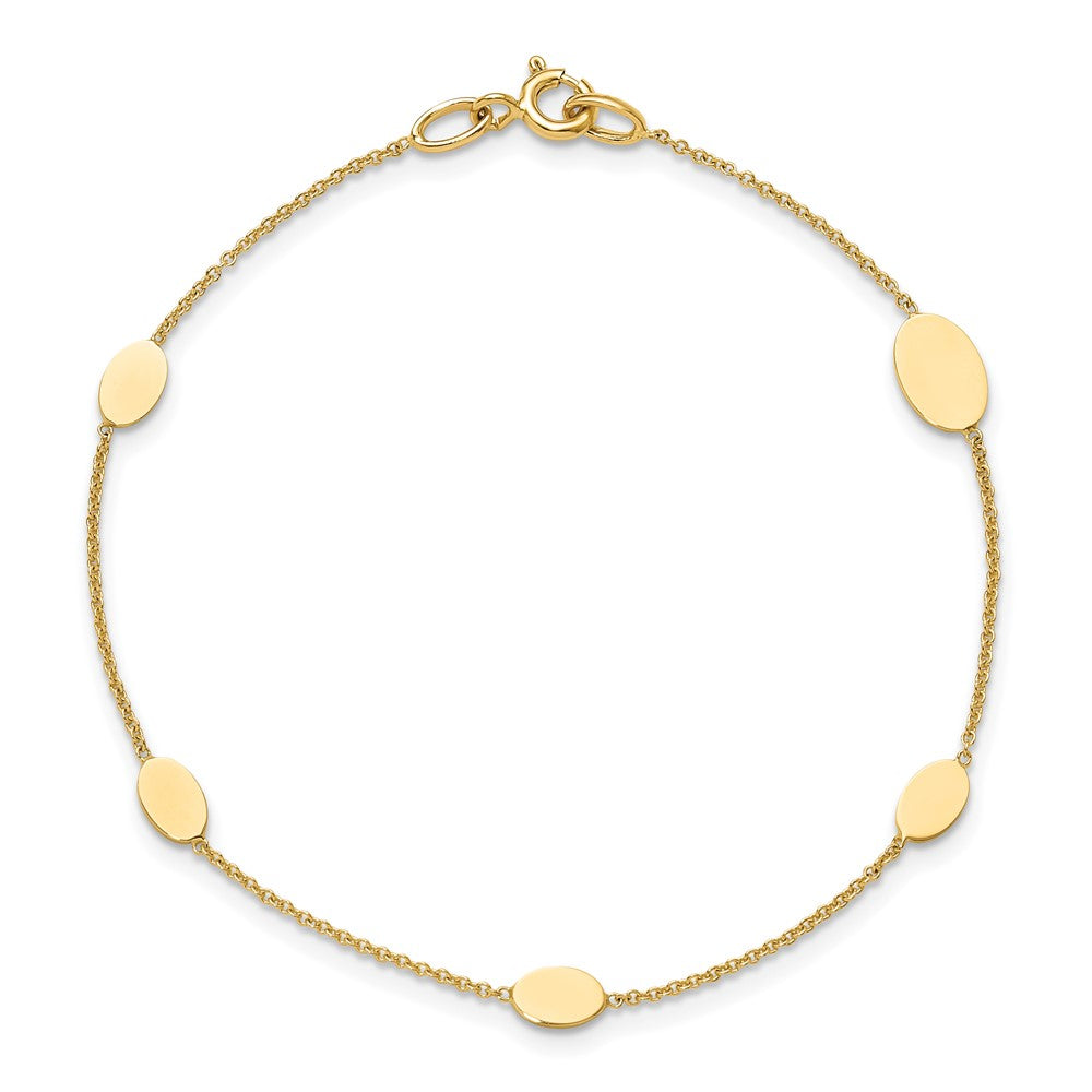 14K Gelbgold Poliert Oval Discs Station Armband