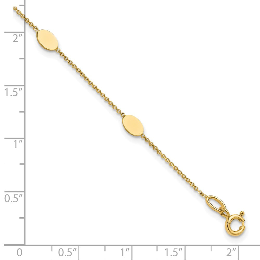 14K Gelbgold Poliert Oval Discs Station Armband