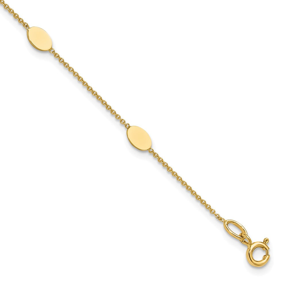 14K Gelbgold Poliert Oval Discs Station Armband