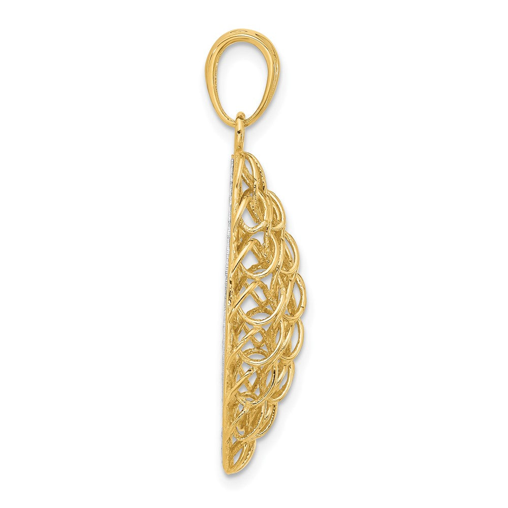 14K Bicolor Poliert und Diamant Schliff Anhänger